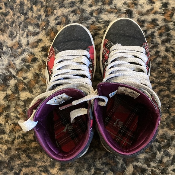 Puma Fiest Tartan Plaid High Top Sneakers - Picture 4 of 5